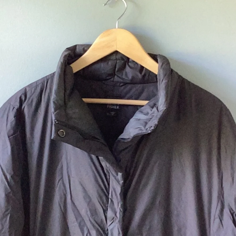 EILEEN FISHER Black Down Puffer Coat Size XL - Picture 2 of 11